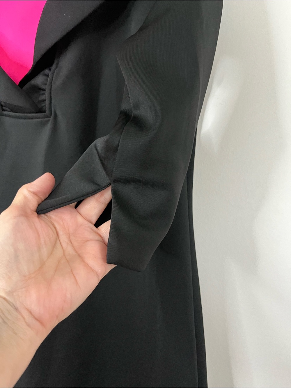Gretchen Scott Ruffle Neck Black Shift Dress Pink Contrast Small Preppy Office - Picture 5 of 8